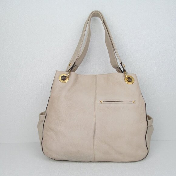 B. Makowsky Dakar Ivory Leather Shopper Tote Bag - Picture 8 of 11